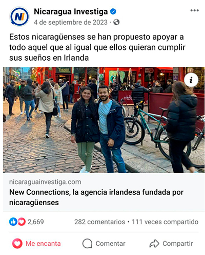 Reportaje de Nicaragua Investiga sobre New Connections, compañía irlandesa fundada por nicaragüenses